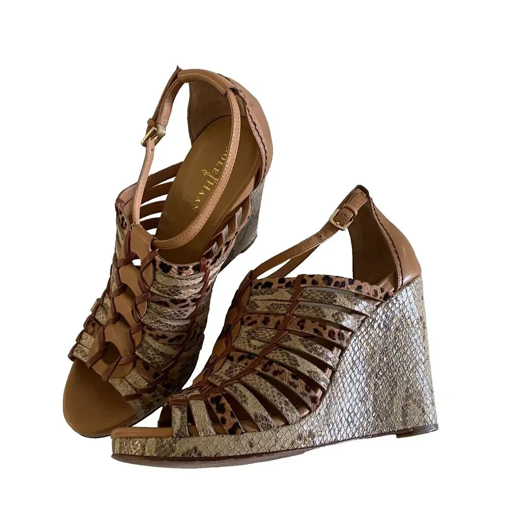 Cole Haan‎ Air Minka Wedge Sandals size 10B Brown